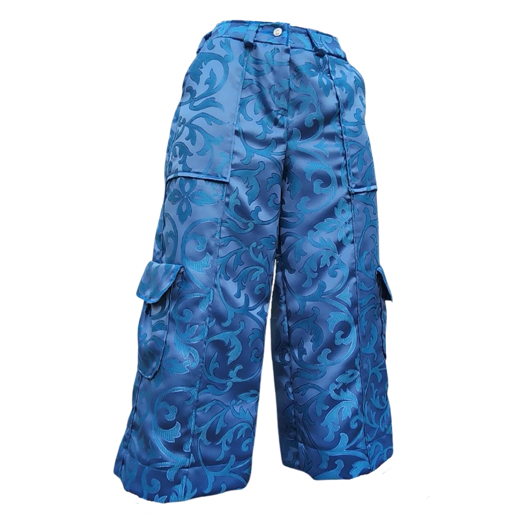 “Fine China” Damask Silk Cargo Pants