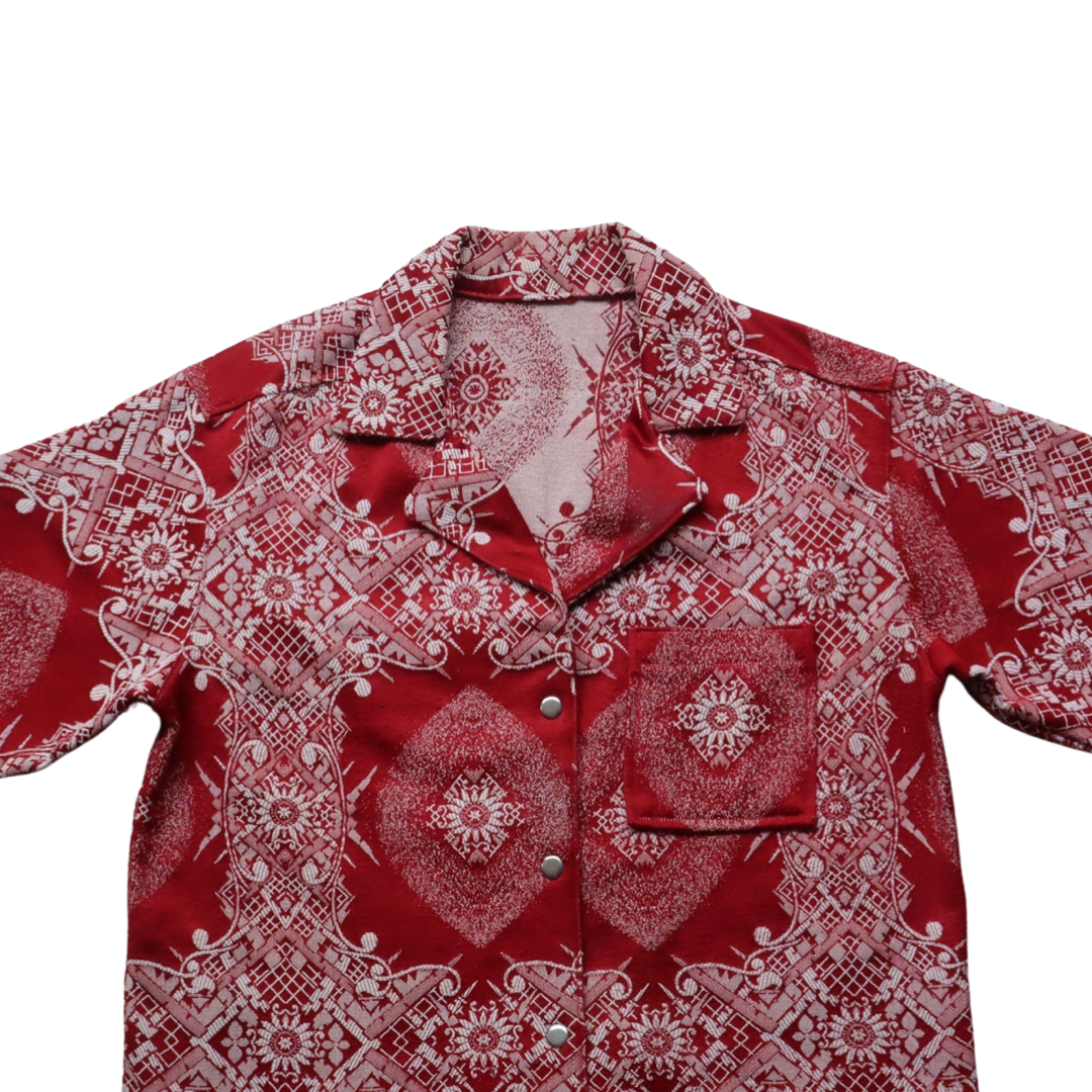 RED TAPESTRY BUTTON UP