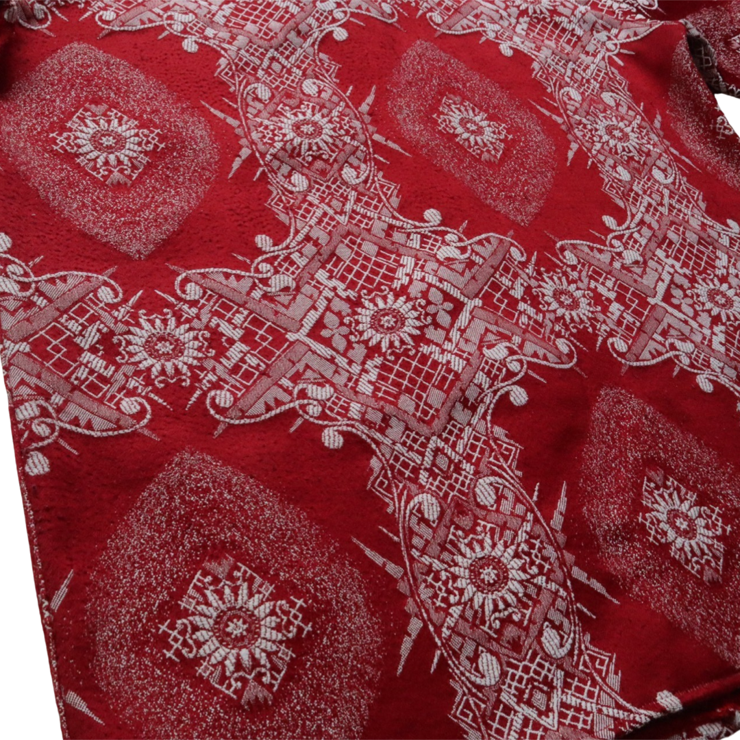 RED TAPESTRY BUTTON UP