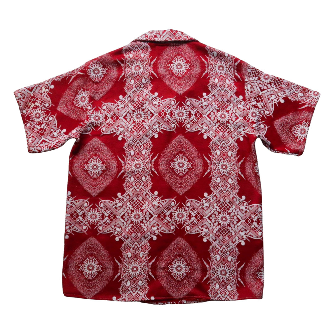 RED TAPESTRY BUTTON UP