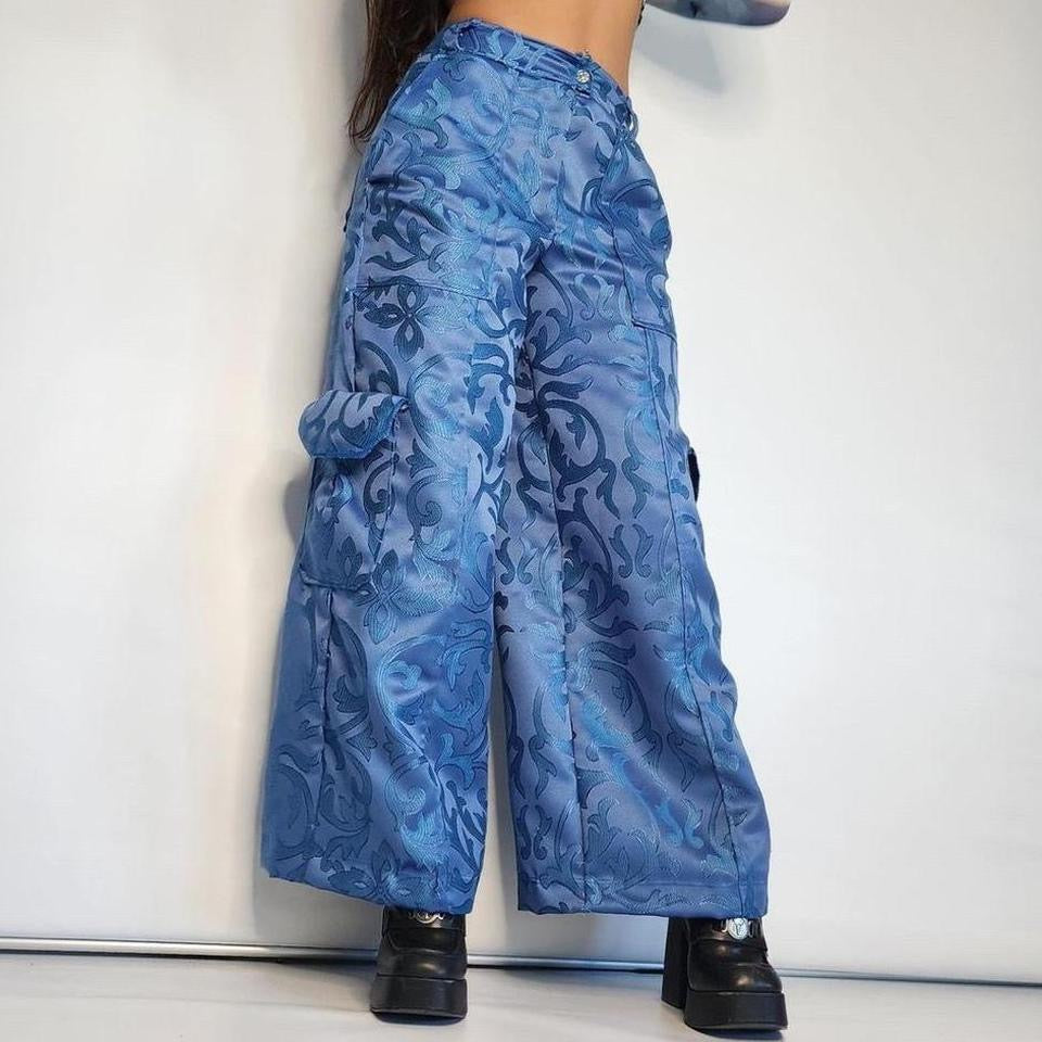 “Fine China” Damask Silk Cargo Pants