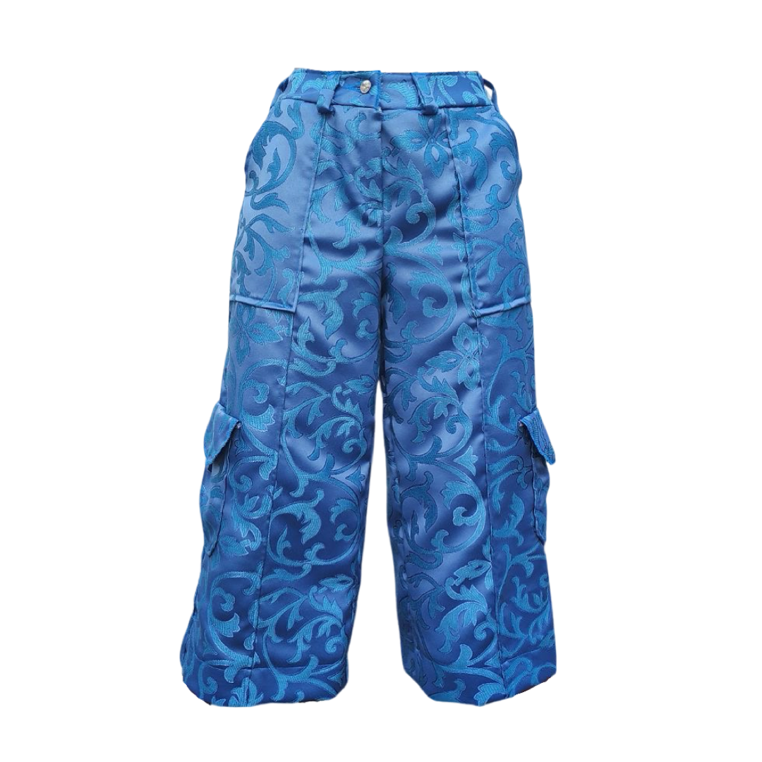 “Fine China” Damask Silk Cargo Pants