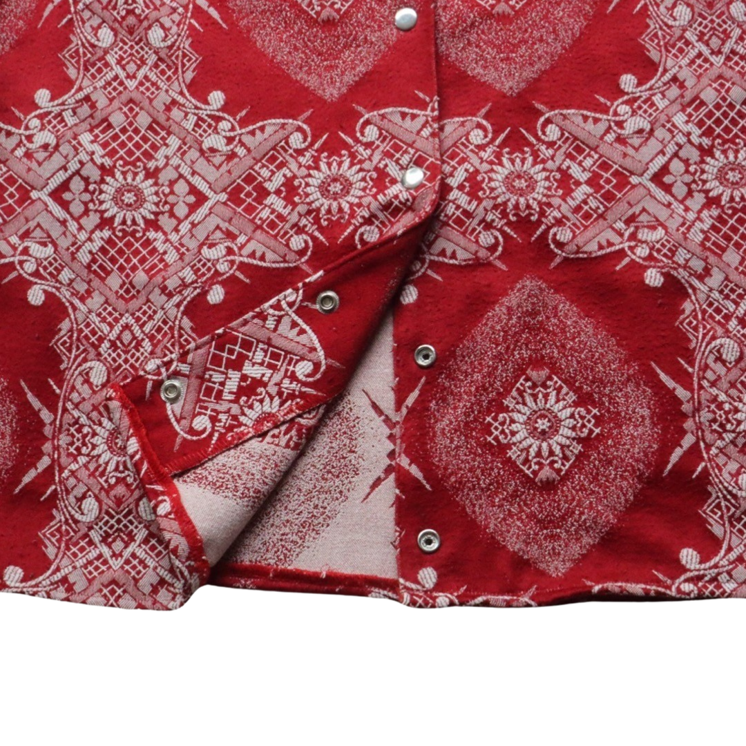 RED TAPESTRY BUTTON UP