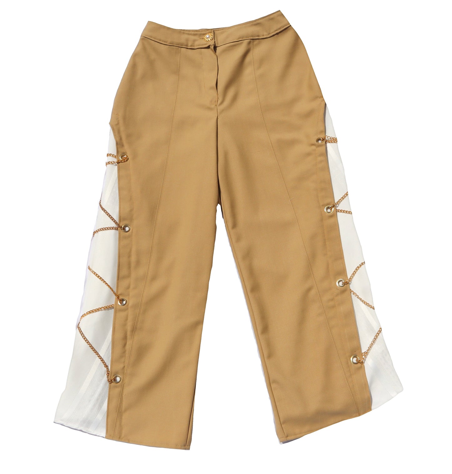 “Split chain” beige pants