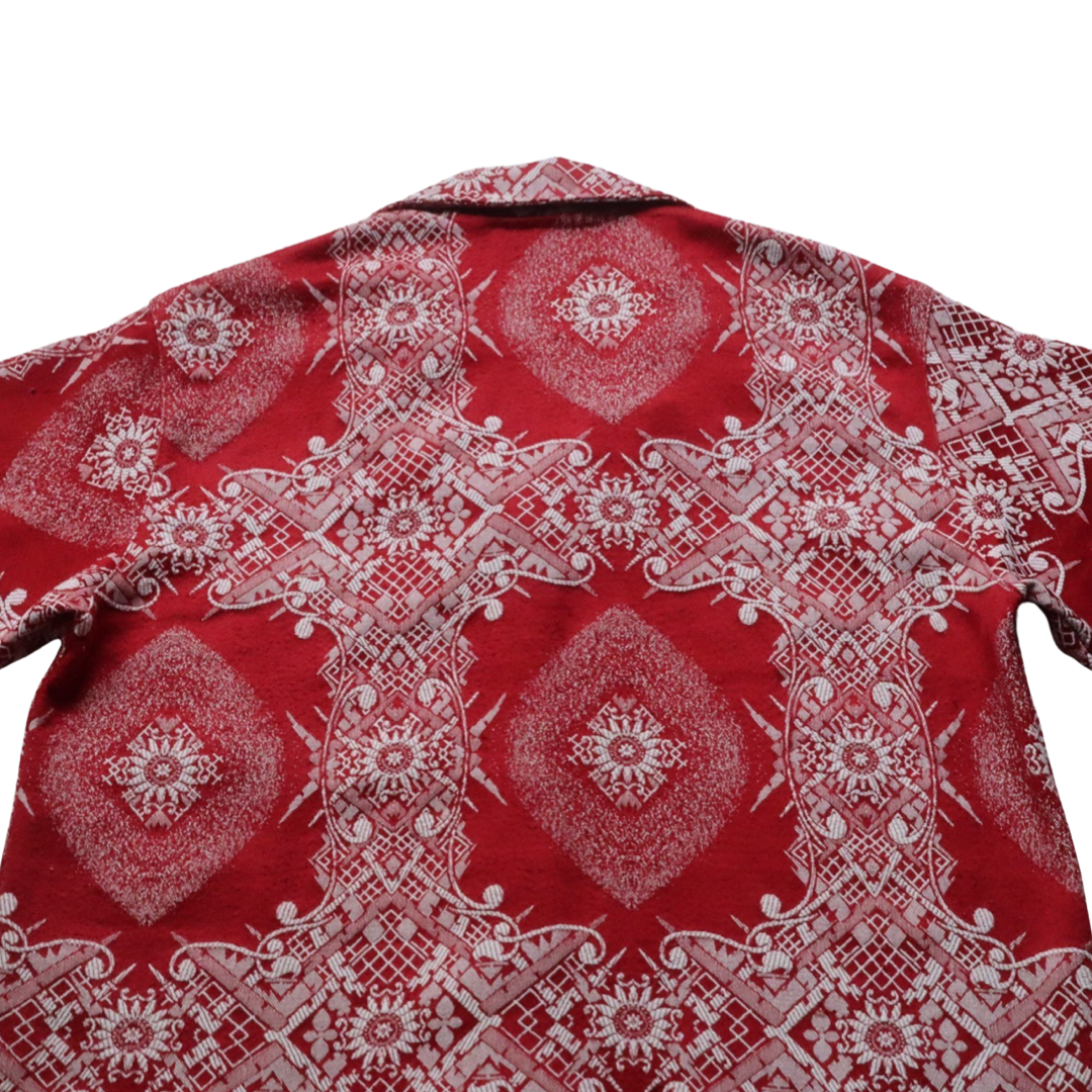 RED TAPESTRY BUTTON UP