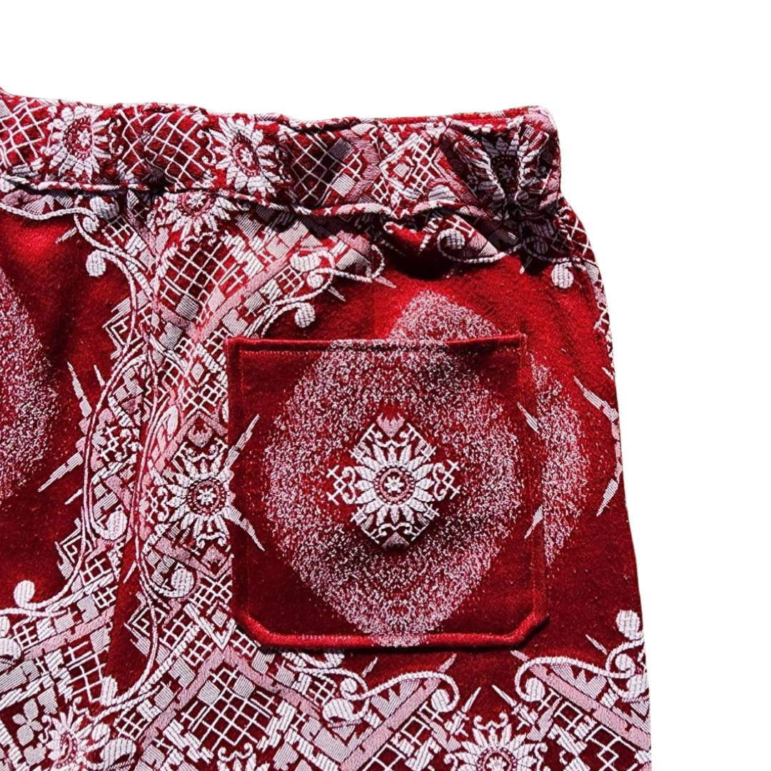 RED TAPESTRY SHORTS