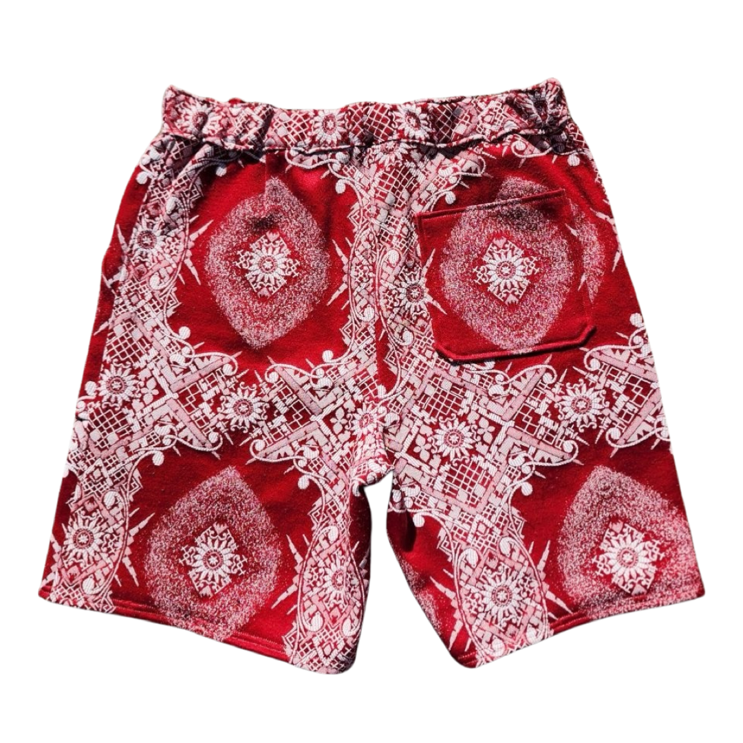 RED TAPESTRY SHORTS