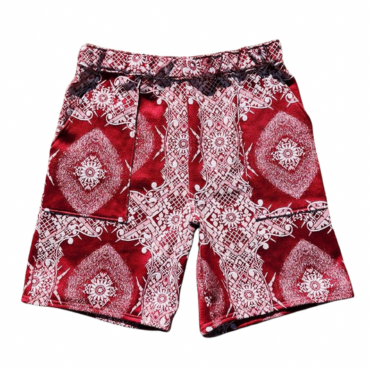 RED TAPESTRY SHORTS