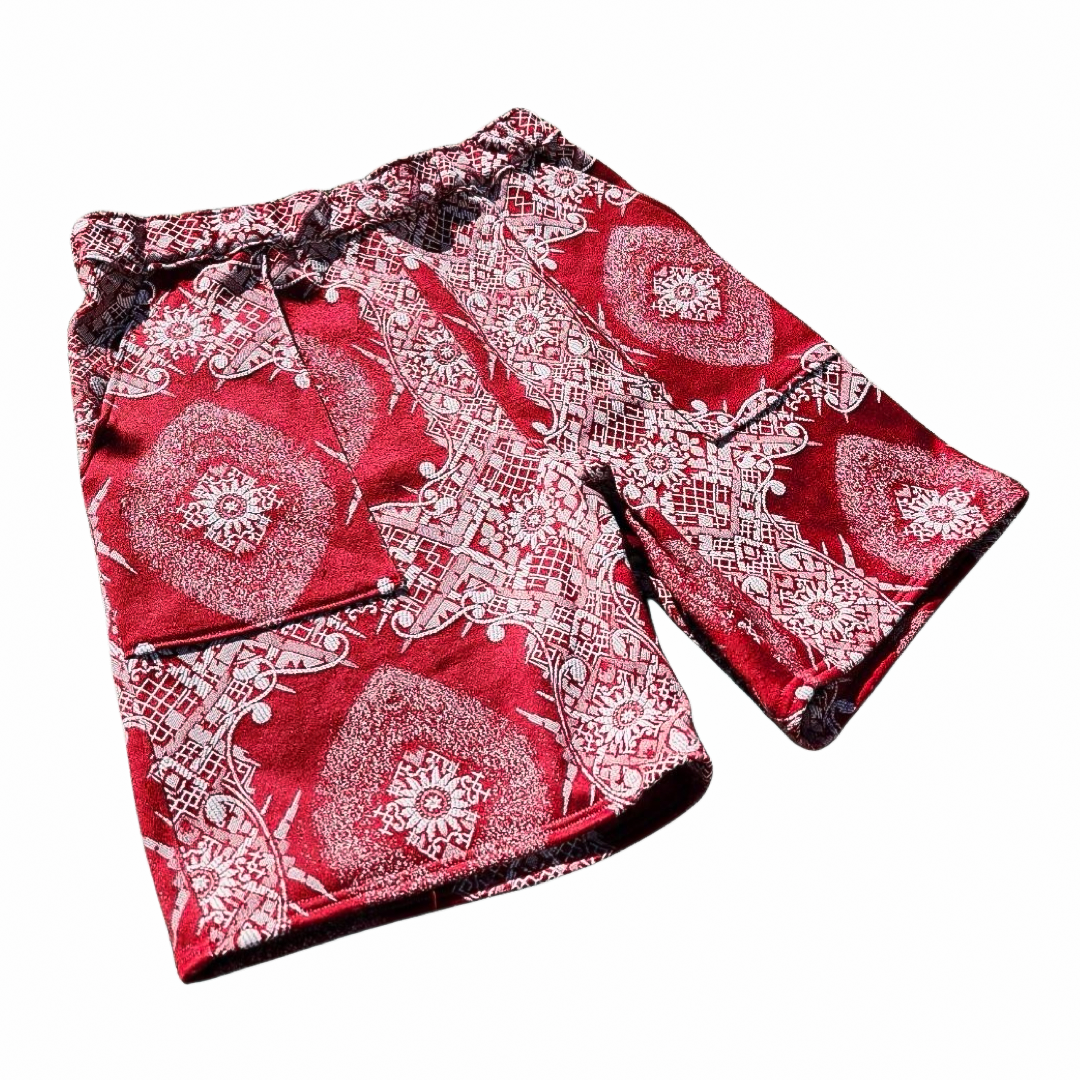 RED TAPESTRY SHORTS